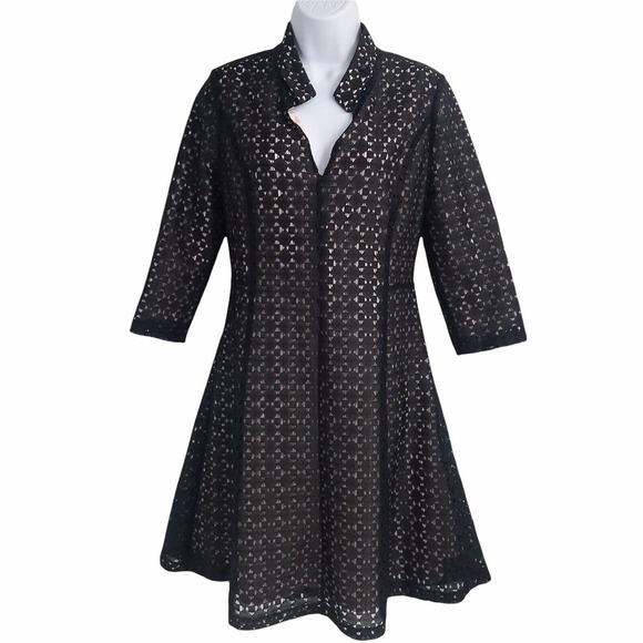 NEW MAX & MOI WOMEN'S SIZE 38 BLACK 3/4 SLEEVE COCTAIL DRESS - Picture 9 of 11